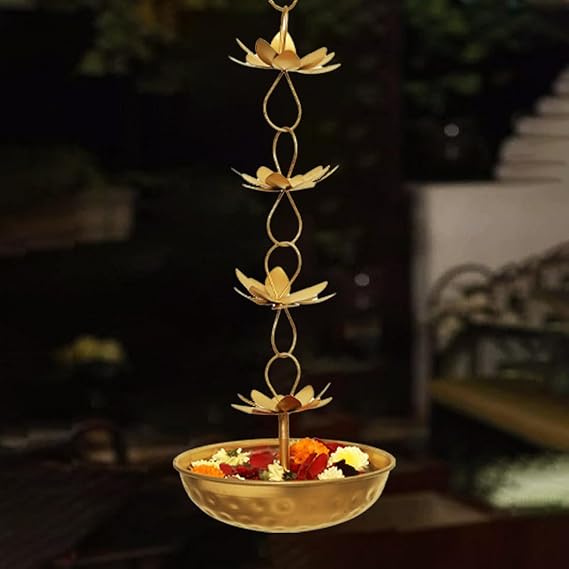 Lotus Shaped Decorative Floral Hanging Urli Bowl,