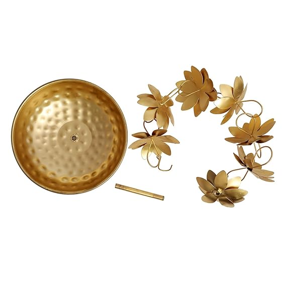 Lotus Shaped Decorative Floral Hanging Urli Bowl,