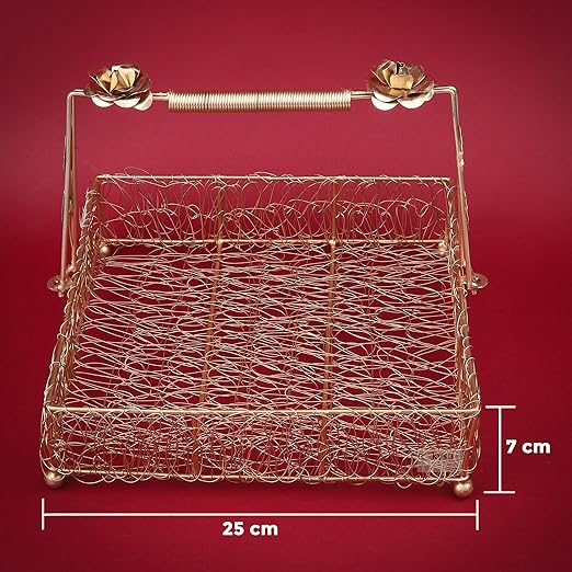 Metal Mesh Wire Square Hamper Shagun Basket/Tray Platter