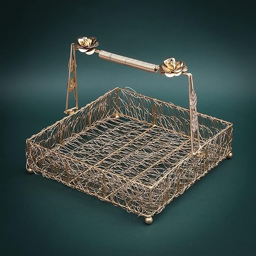 Metal Mesh Wire Square Hamper Shagun Basket/Tray Platter
