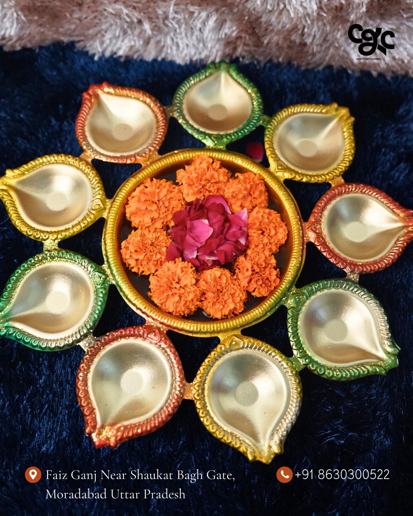 Diya Urli Brass Diya Thali for Pooja