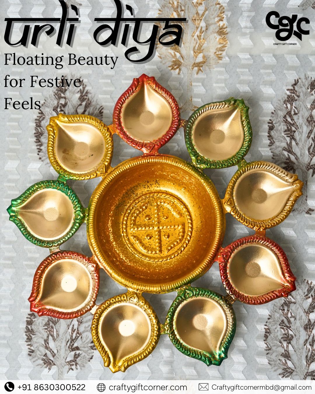 Diya Urli Brass Diya Thali for Pooja