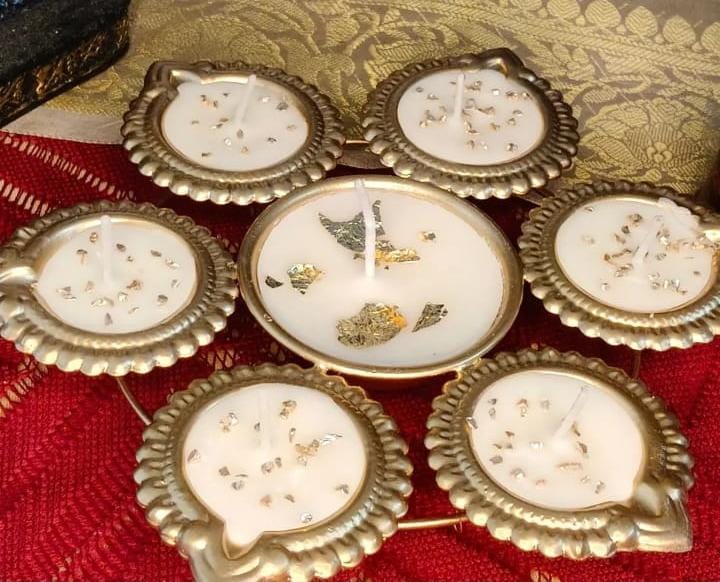 Decorative Golden Wax Diya